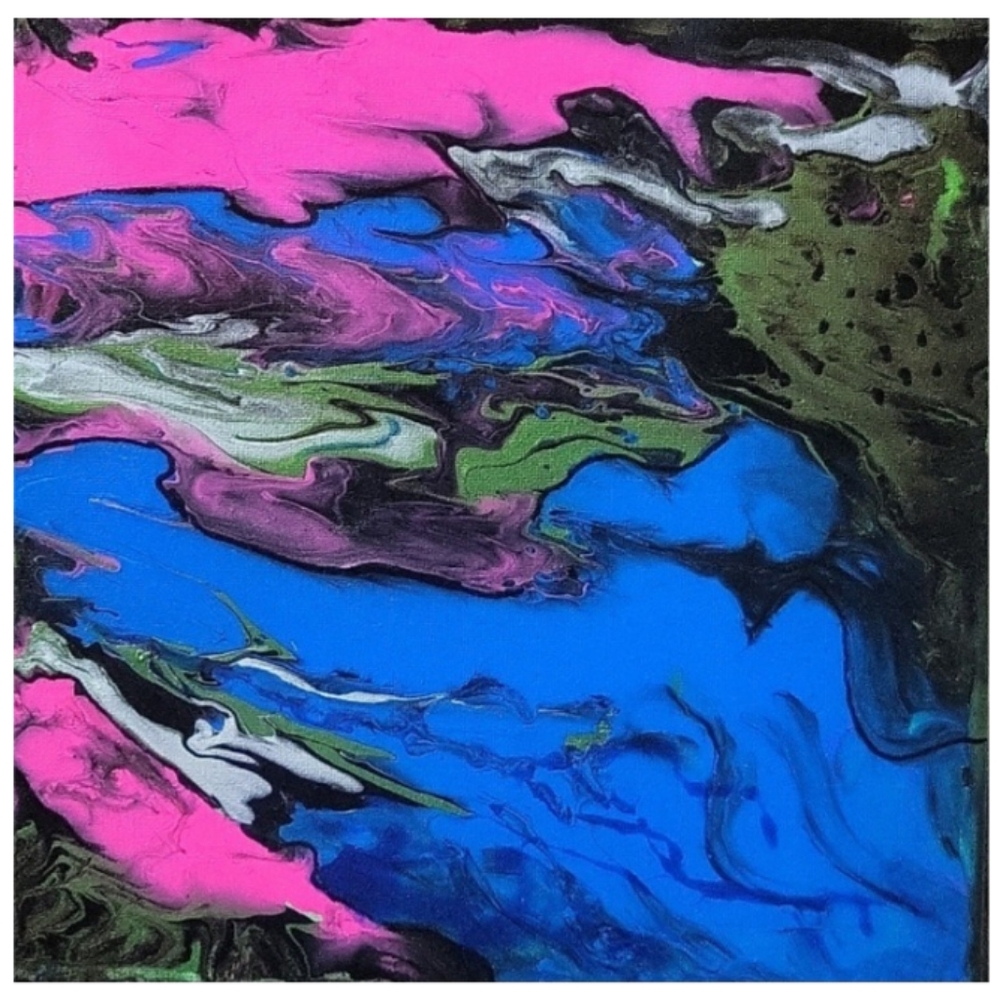 Hand Crafted Abstract Canvas Painting 12 x 12 Inches - Picture 3 of 4
